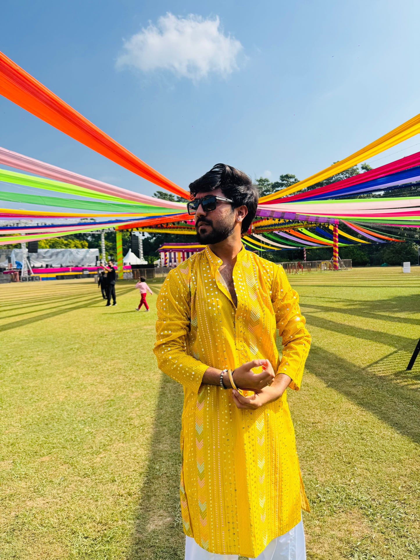 Haldi Yellow Mirror Work Embroidered Kurta