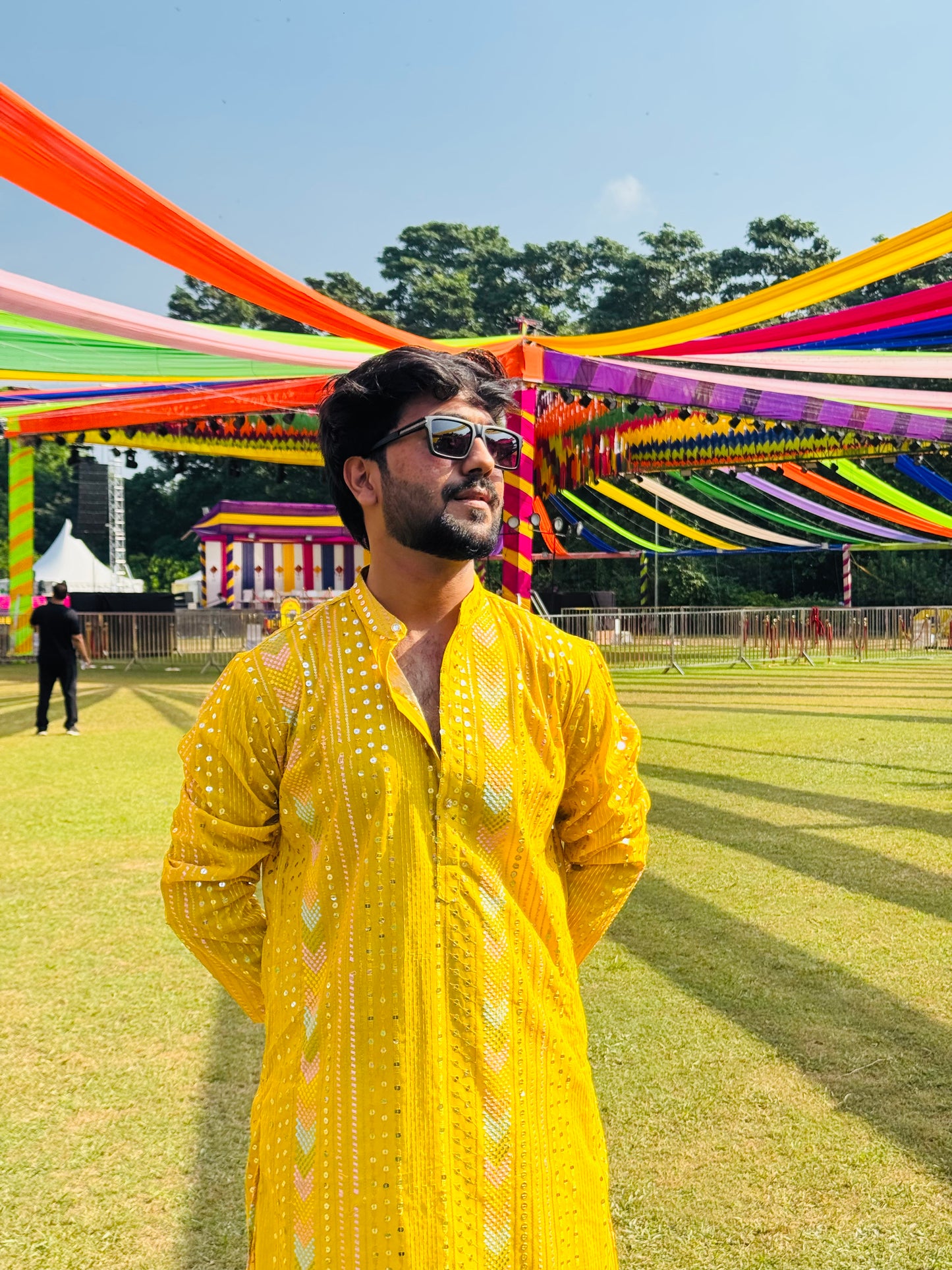 Haldi Yellow Mirror Work Embroidered Kurta
