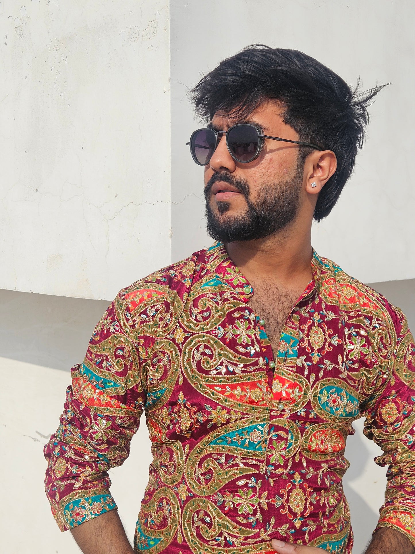 Multicolour Embroidered Kurta