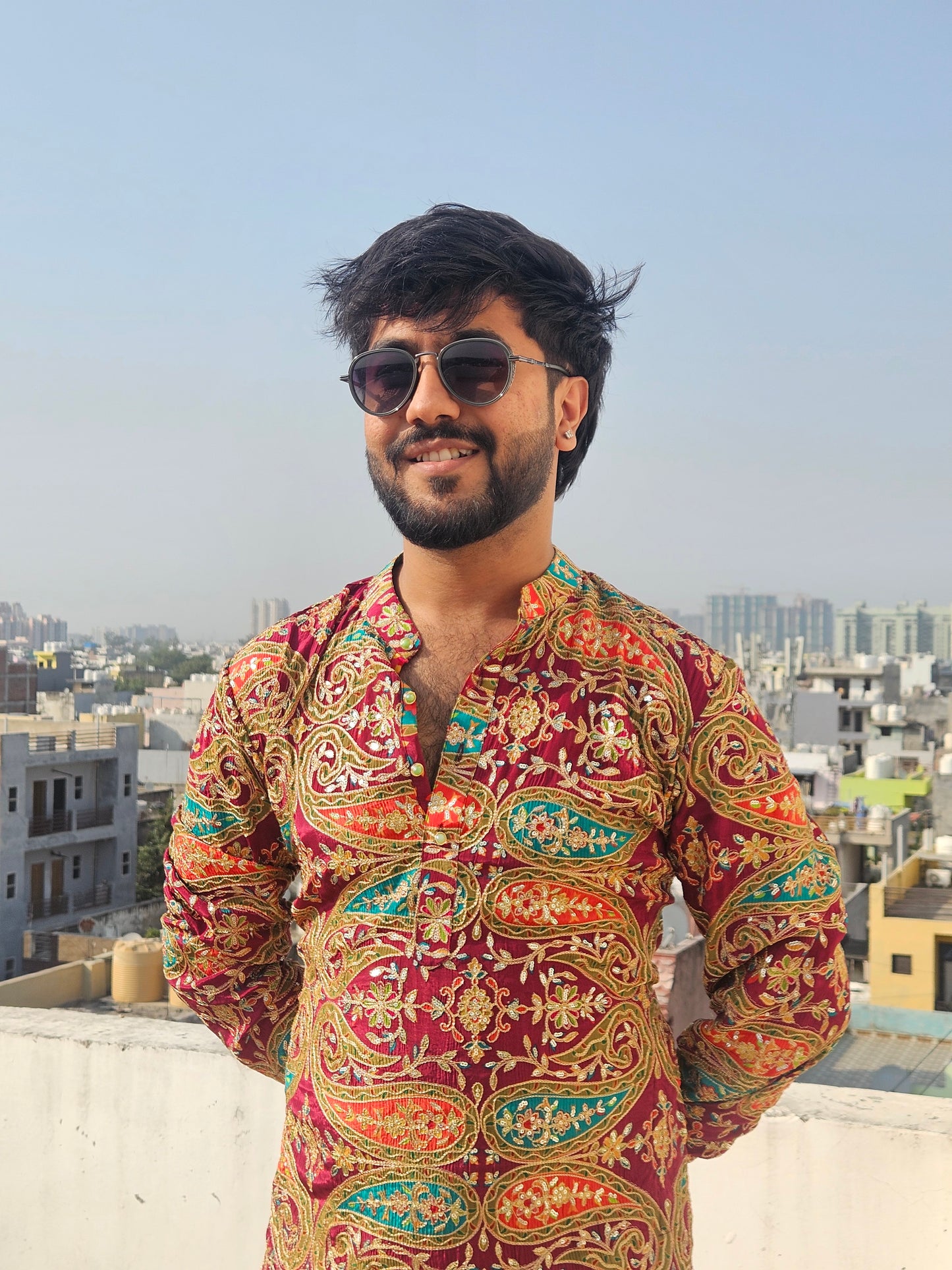 Multicolour Embroidered Kurta