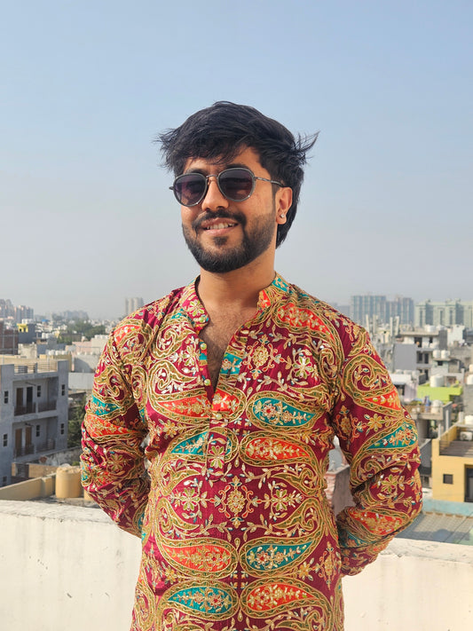 Multicolour Embroidered Kurta