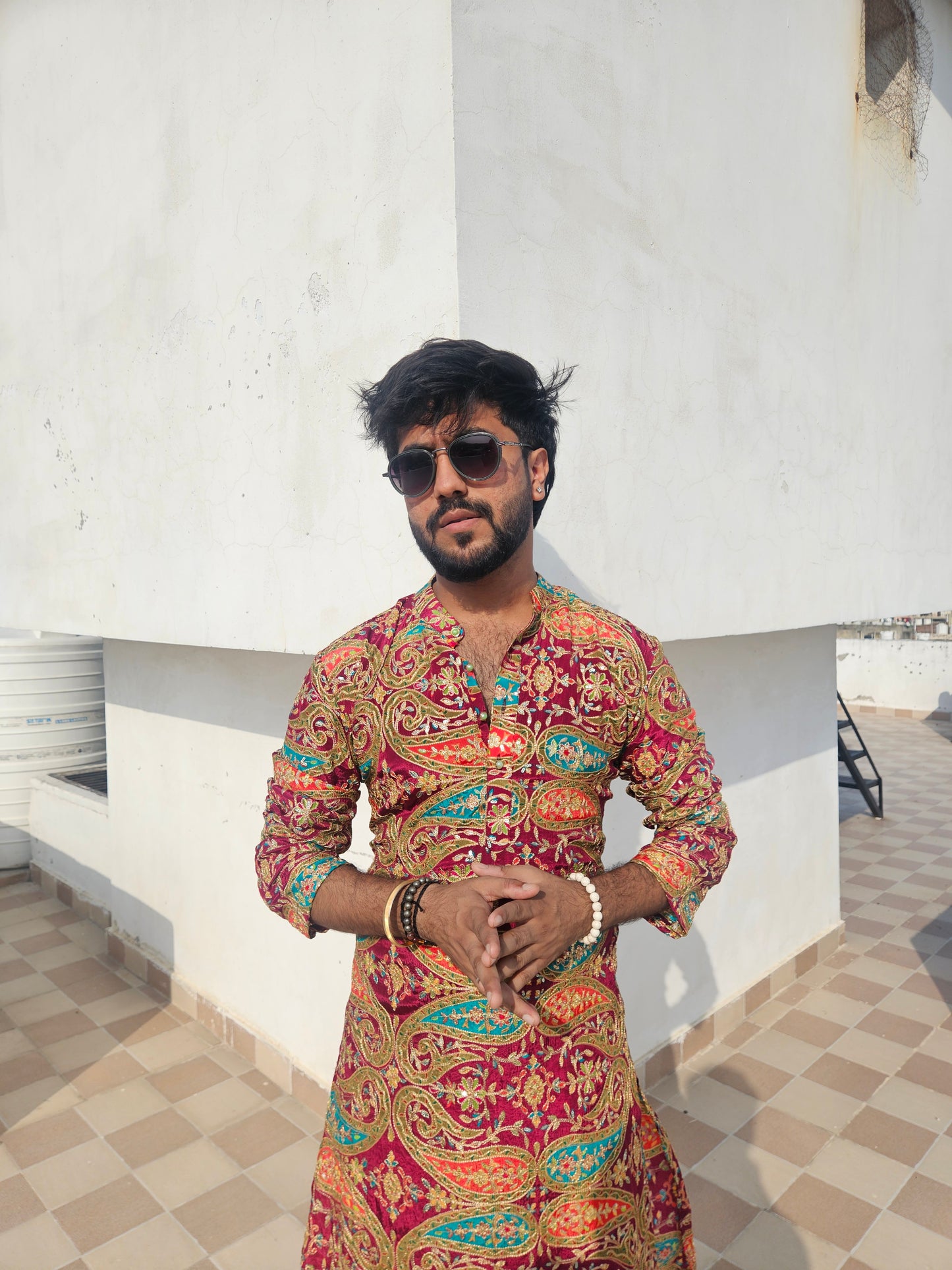 Multicolour Embroidered Kurta